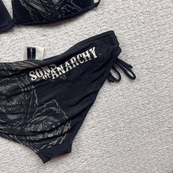 Y2K Sons Of Anarchy Women’s Skull Reaper Biker Bikini Set Sz L Black Goth Emo - Picture 4 of 14